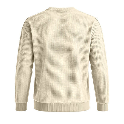Classic Waffle Knit Crew Neck Sweatshirt