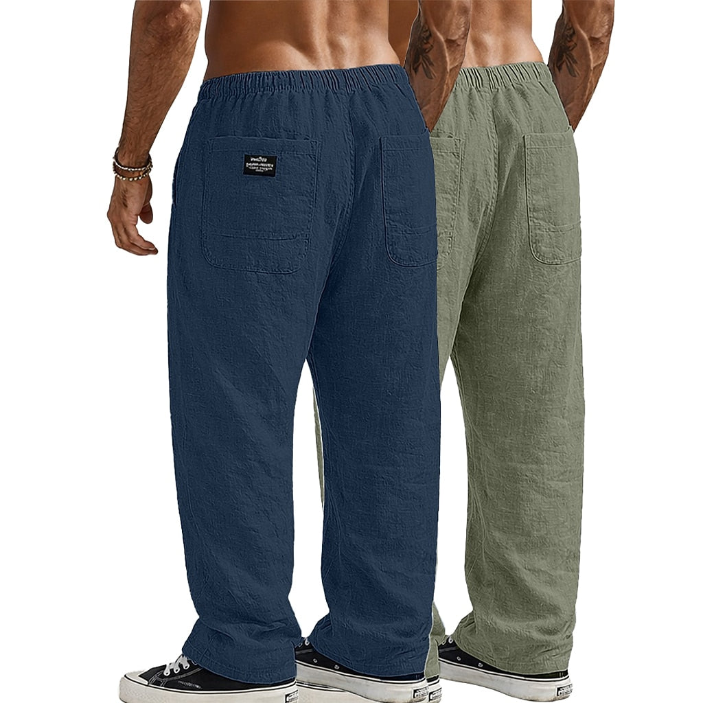 2Pcs Men's Linen Pants Set