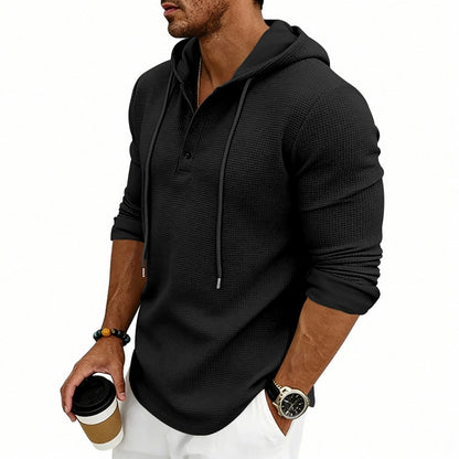 Textured Waffle Hooded Henley