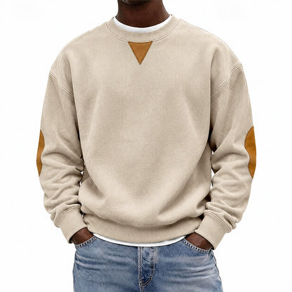 Patchwork Corduroy Crew Neck Sweatshirt