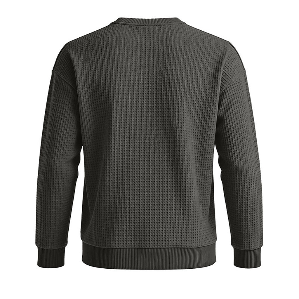 Classic Waffle Knit Crew Neck Sweatshirt