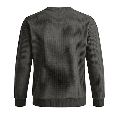 Classic Waffle Knit Crew Neck Sweatshirt