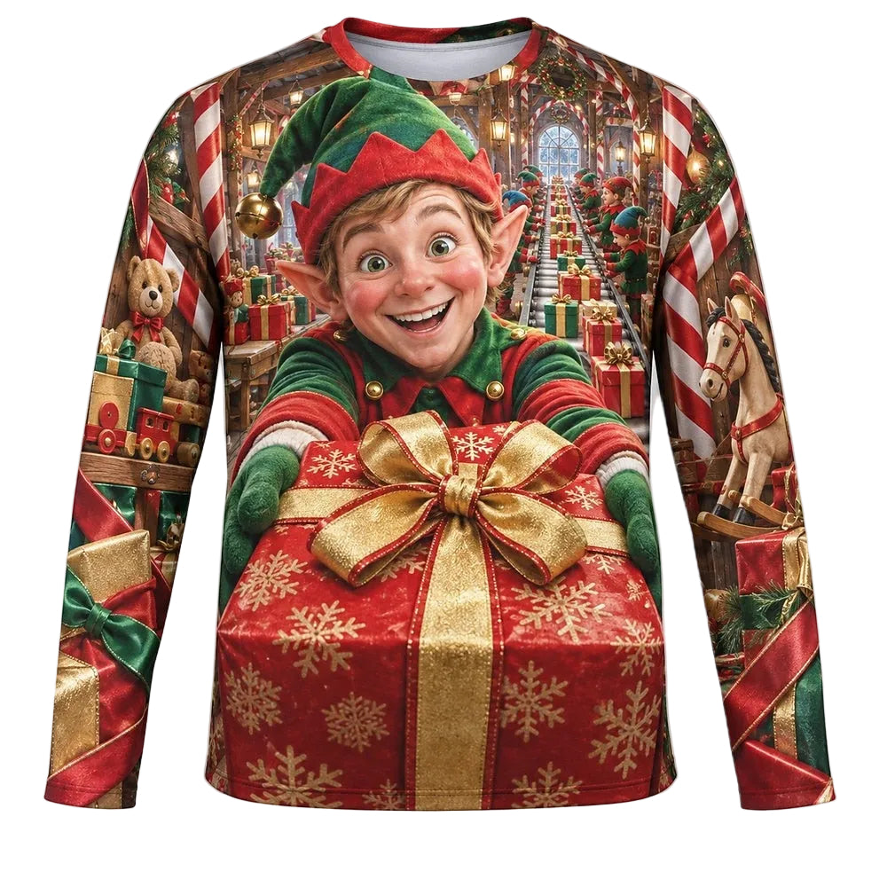 Men's Christmas Scene Festive Long Sleeve Tee