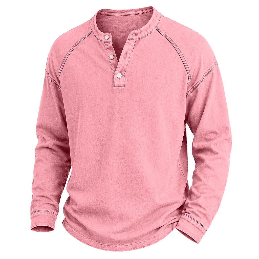Broken-in Cotton Long Sleeve Henley