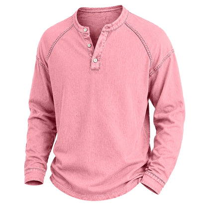 Broken-in Cotton Long Sleeve Henley