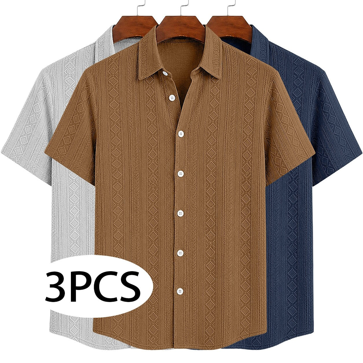3-Pack Men's Textured Jacquard Shirts