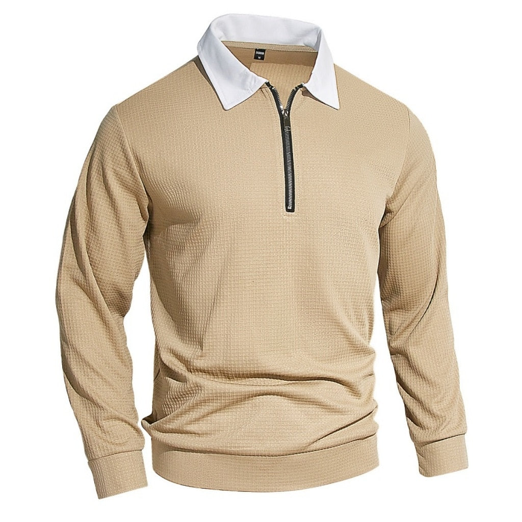 Cozy Waffle Quarter-Zip Polo Shirts
