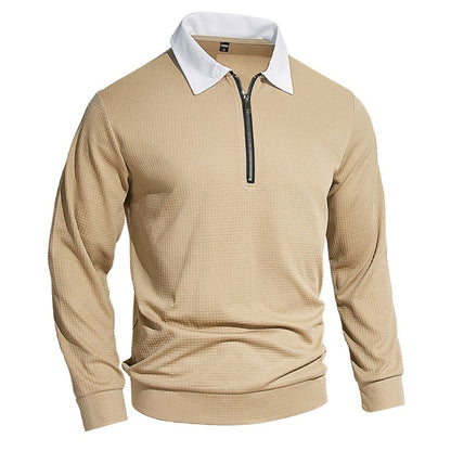 Cozy Waffle Quarter-Zip Polo Shirts