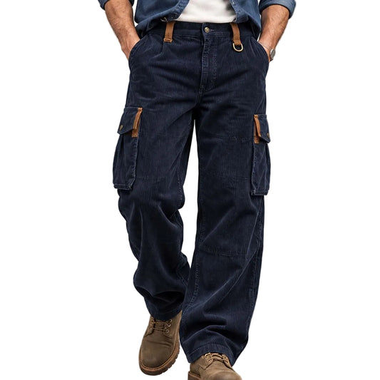 Textured Corduroy Cargo Pants With Pockets
