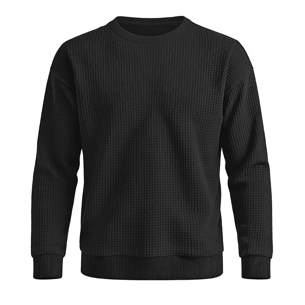 Classic Waffle Knit Crew Neck Sweatshirt