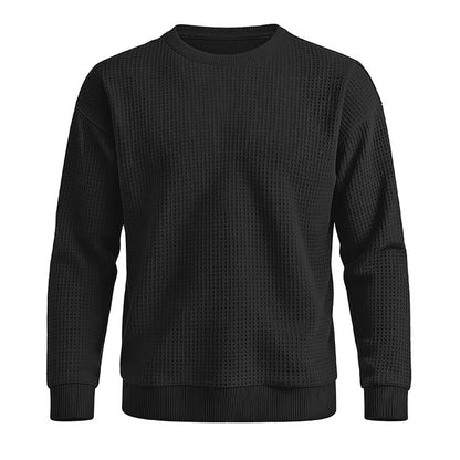 Classic Waffle Knit Crew Neck Sweatshirt