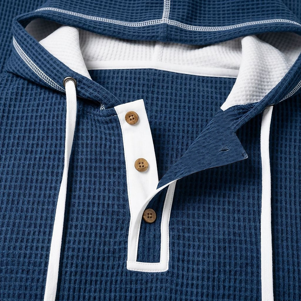 Textured Waffle Hooded Henley