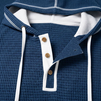 Textured Waffle Hooded Henley