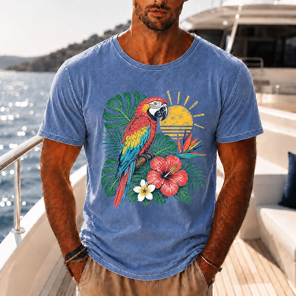Broken-In 100% Cotton Floral Parrot Tee