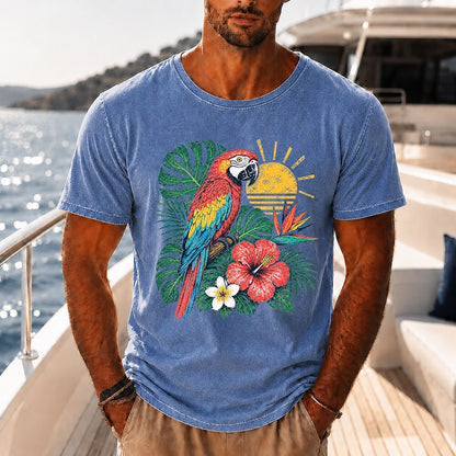 Broken-In 100% Cotton Floral Parrot Tee