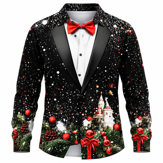 Men's Christmas Tuxedo Suit Print Shirt