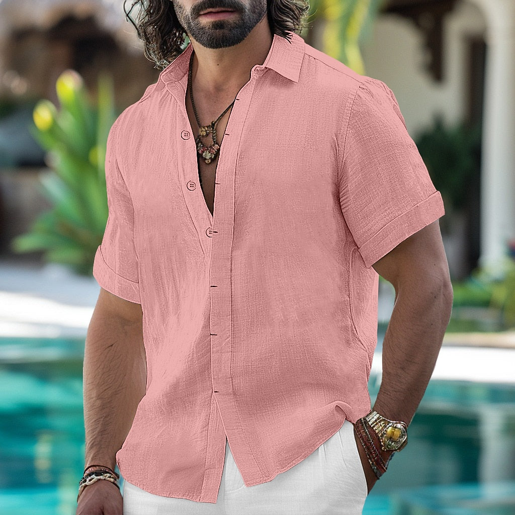 Short Sleeve Linen Shirt - Light & Comfortable