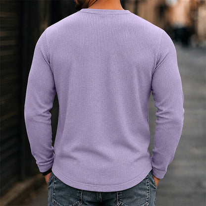 Soft Waffle Textured Button Henley