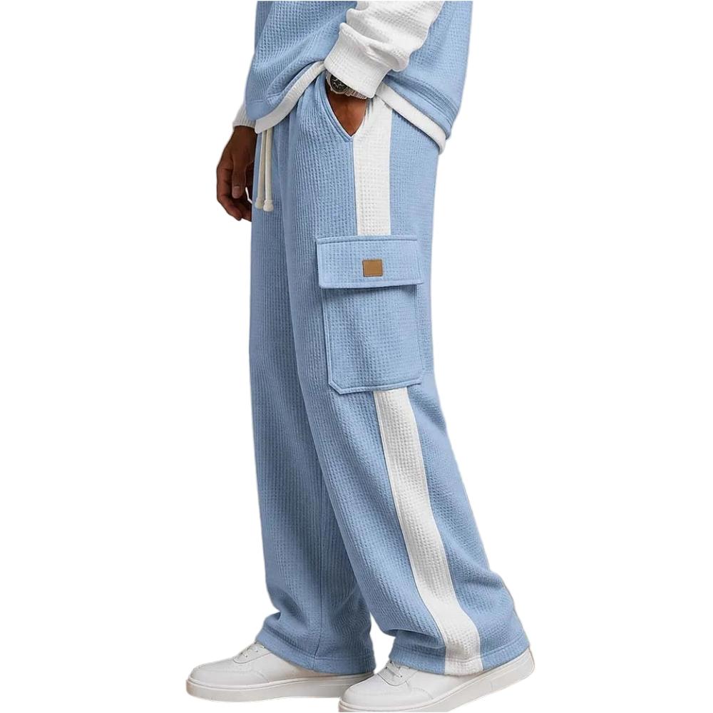 Relaxed Colorblock Waffle Pants