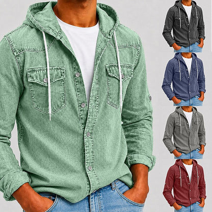 SoftFade Washed Hooded Denim Shirt