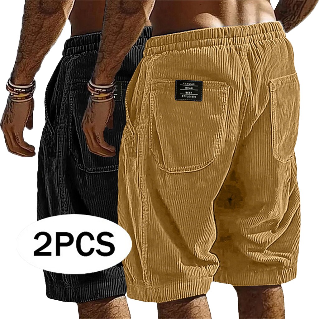 2-Pack Corduroy Cargo Shorts With Pockets
