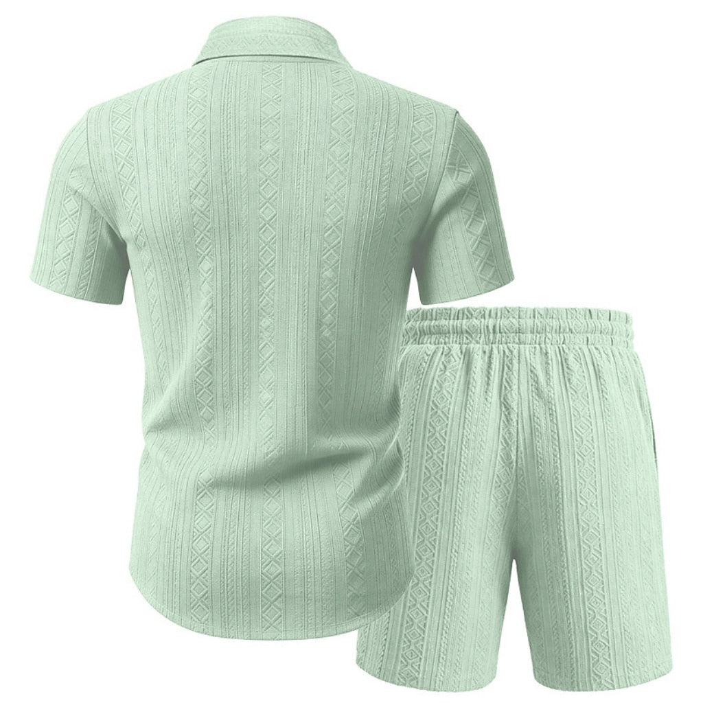 Men's Jacquard Shirt & Shorts Set