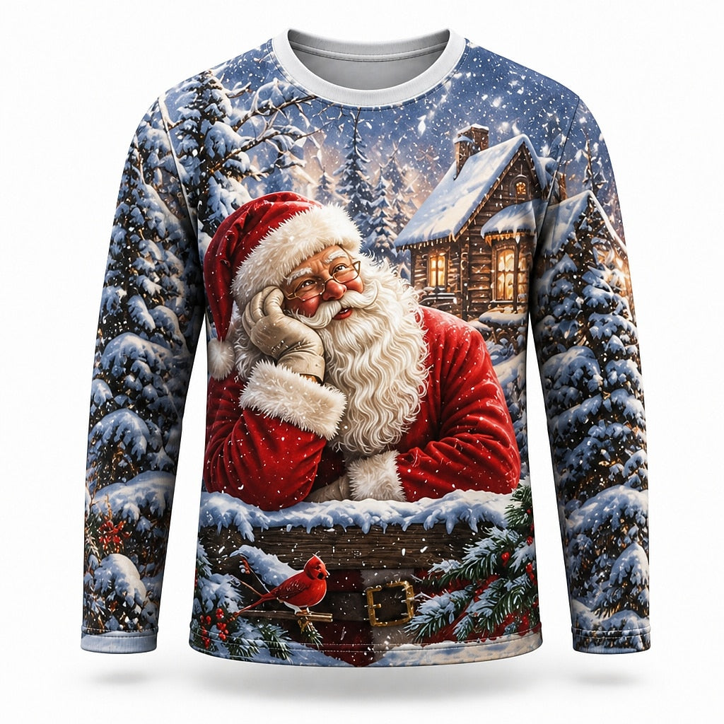 Men's Funny Santa Claus Long Sleeve Tee