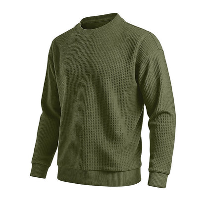 Classic Waffle Knit Crew Neck Sweatshirt