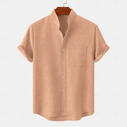Cotton Linen Shirt-Button Up with Pocket