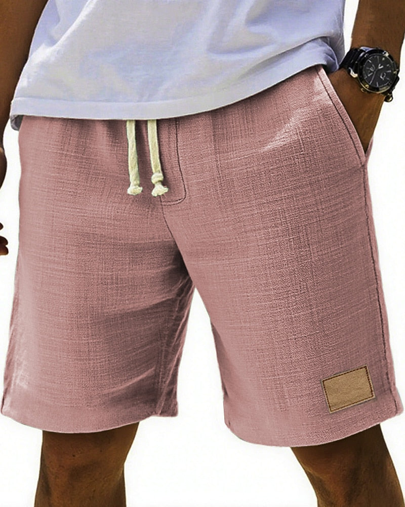 Men's Beach Linen Shorts-Drawstring Waist, Casual Summer Wear
