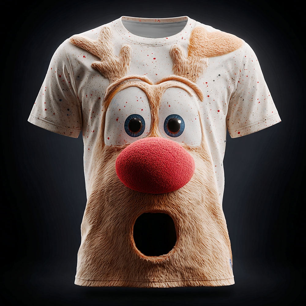 Men's Christmas White Elk Graphic Tee
