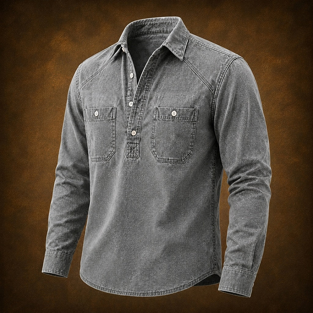 Vintage Washed Cotton Pocketed Polo Shirt