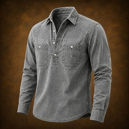 Vintage Washed Cotton Pocketed Polo Shirt