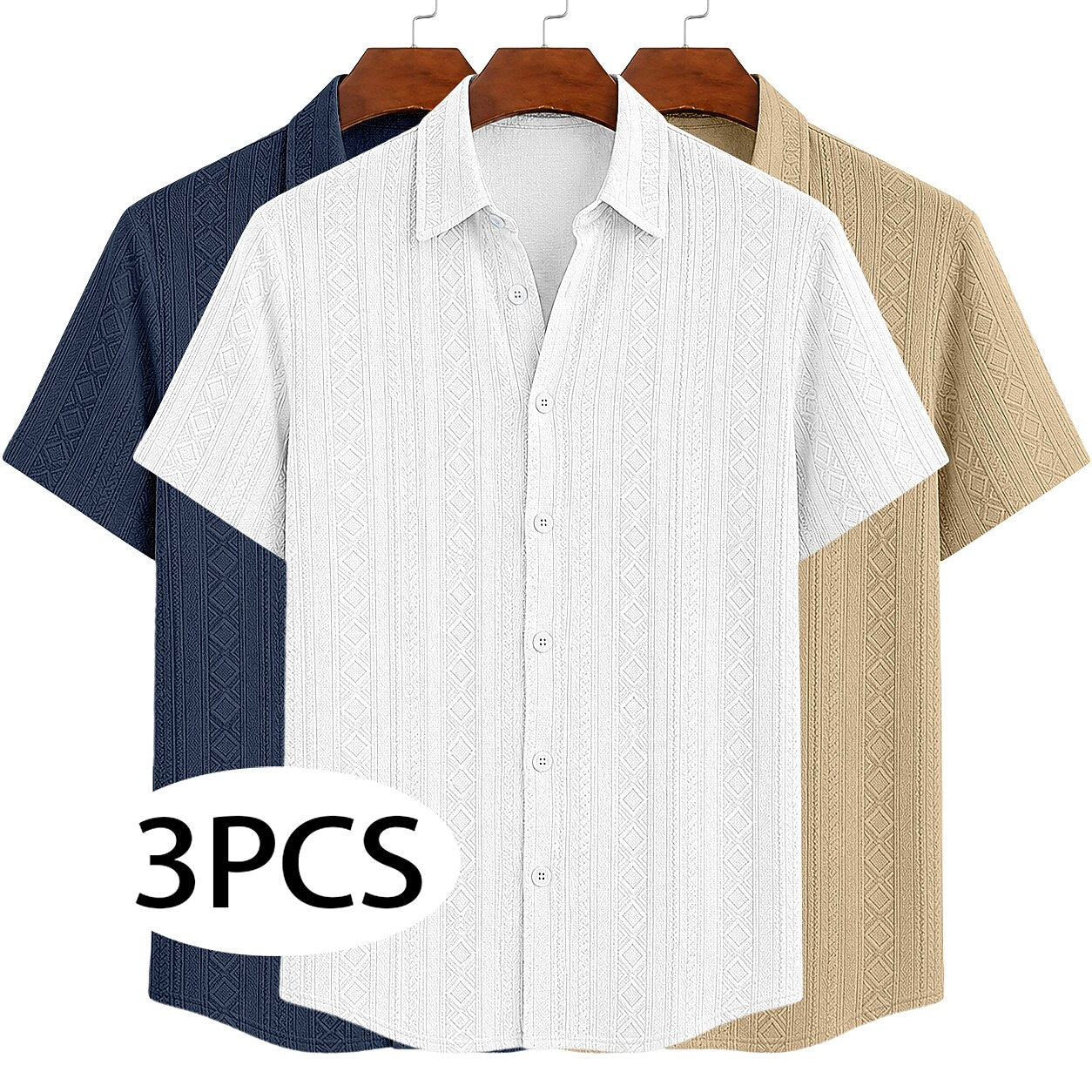 3-Pack Men's Textured Jacquard Shirts