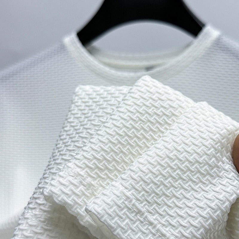 Men's Waffle Tee Top-Fashion Casual Outdoor Shirt