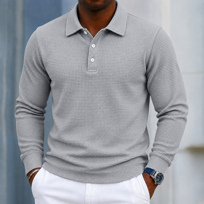 Casual Textured Waffle Polo Shirt