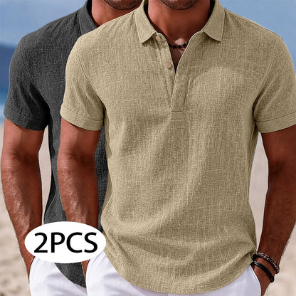 2-Pack Lightweight Linen Polo Shirts
