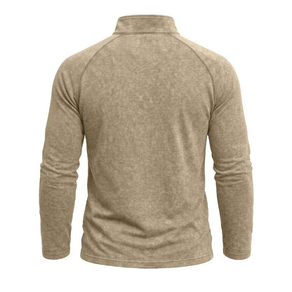 Relaxed Washed Cotton Henley Shirt