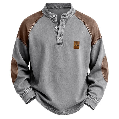 Colorblock Vintage 100% Cotton Henley Shirt
