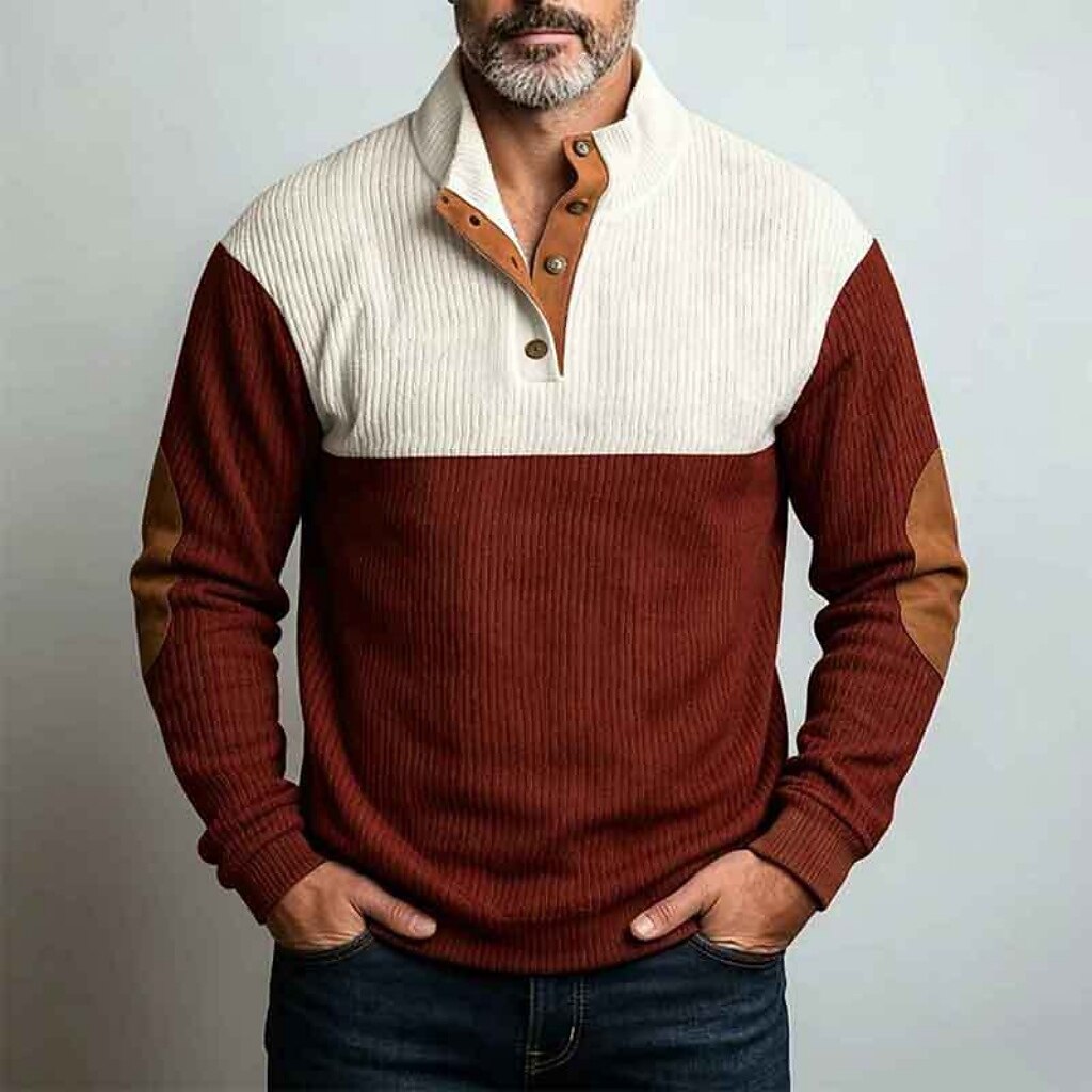 Stylish Patchwork Corduroy Sweatshirt