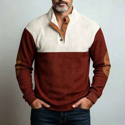 Stylish Patchwork Corduroy Sweatshirt