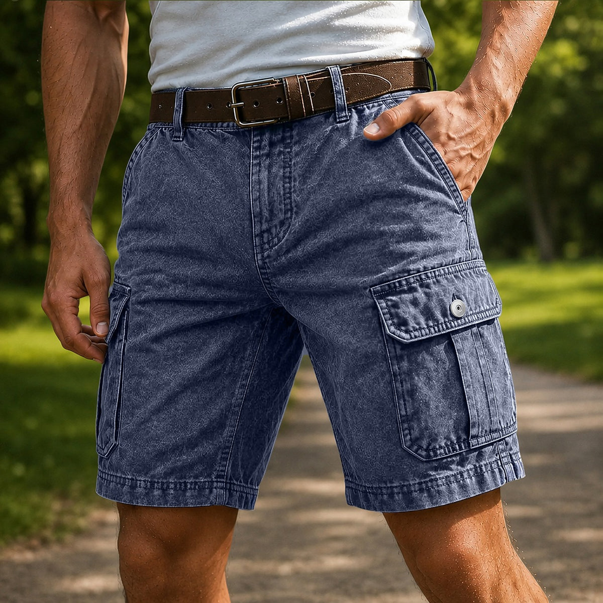 Vintage Washed Cotton Cargo Shorts