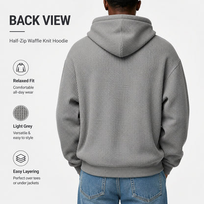 Classic Waffle Knit Quarter Zip Hoodie