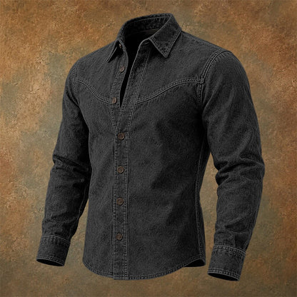 Vintage Washed Cotton Button-Up Denim Shirt