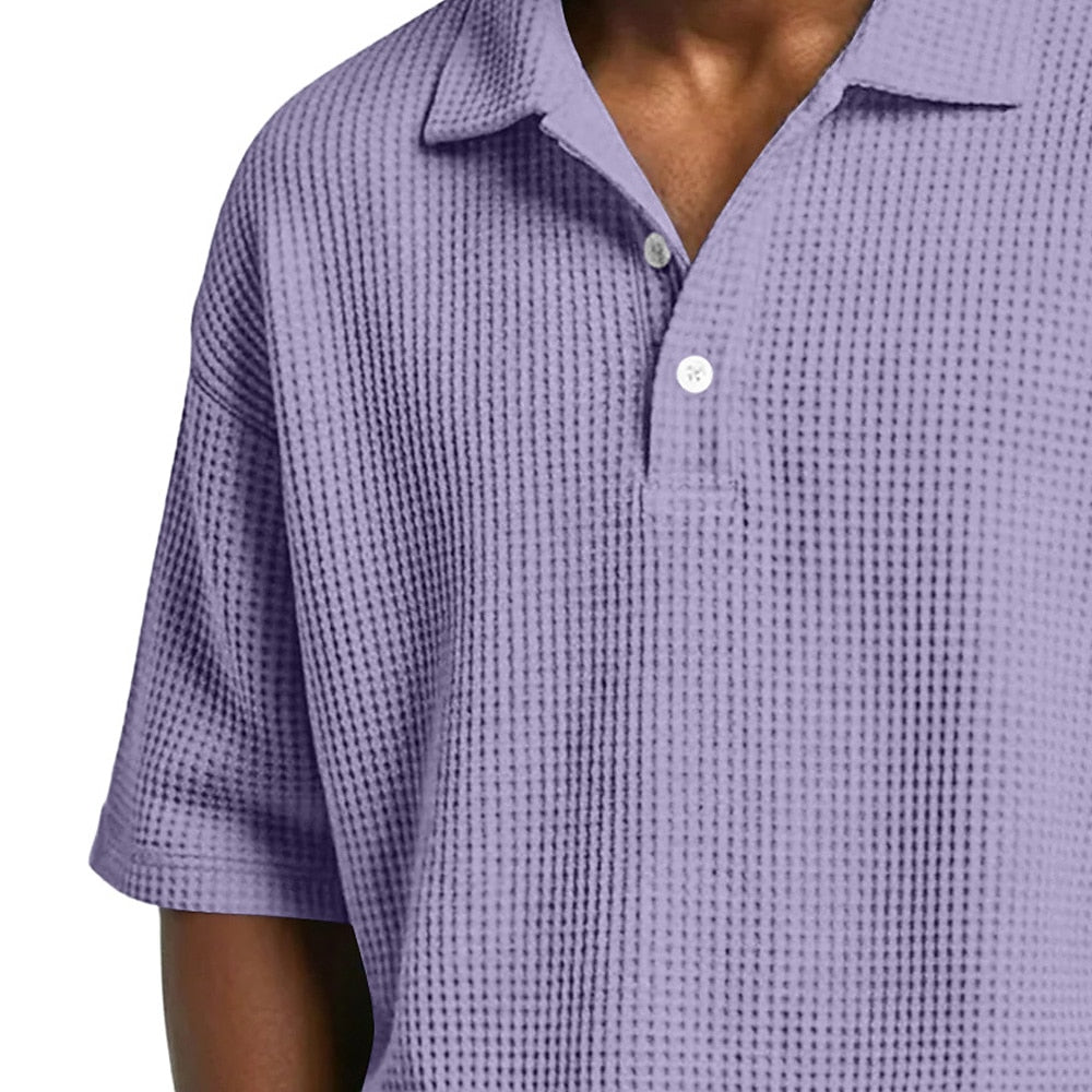 Men's Waffle Knit Polo Shirt