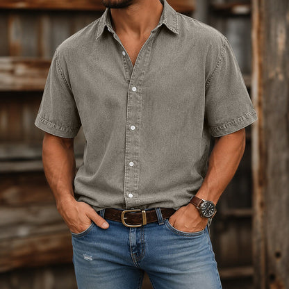 Broken-In Cotton Denim Shirt