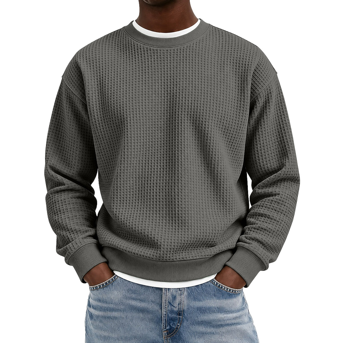 Classic Crewneck Waffle Sweatshirt Pullover
