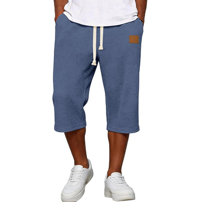 Pocketed Elastic Waist Waffle Shorts