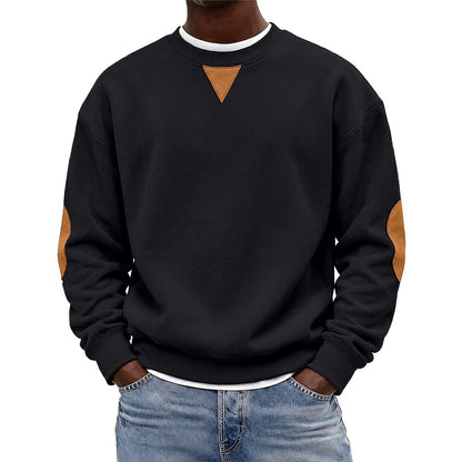 Patchwork Corduroy Crew Neck Sweatshirt