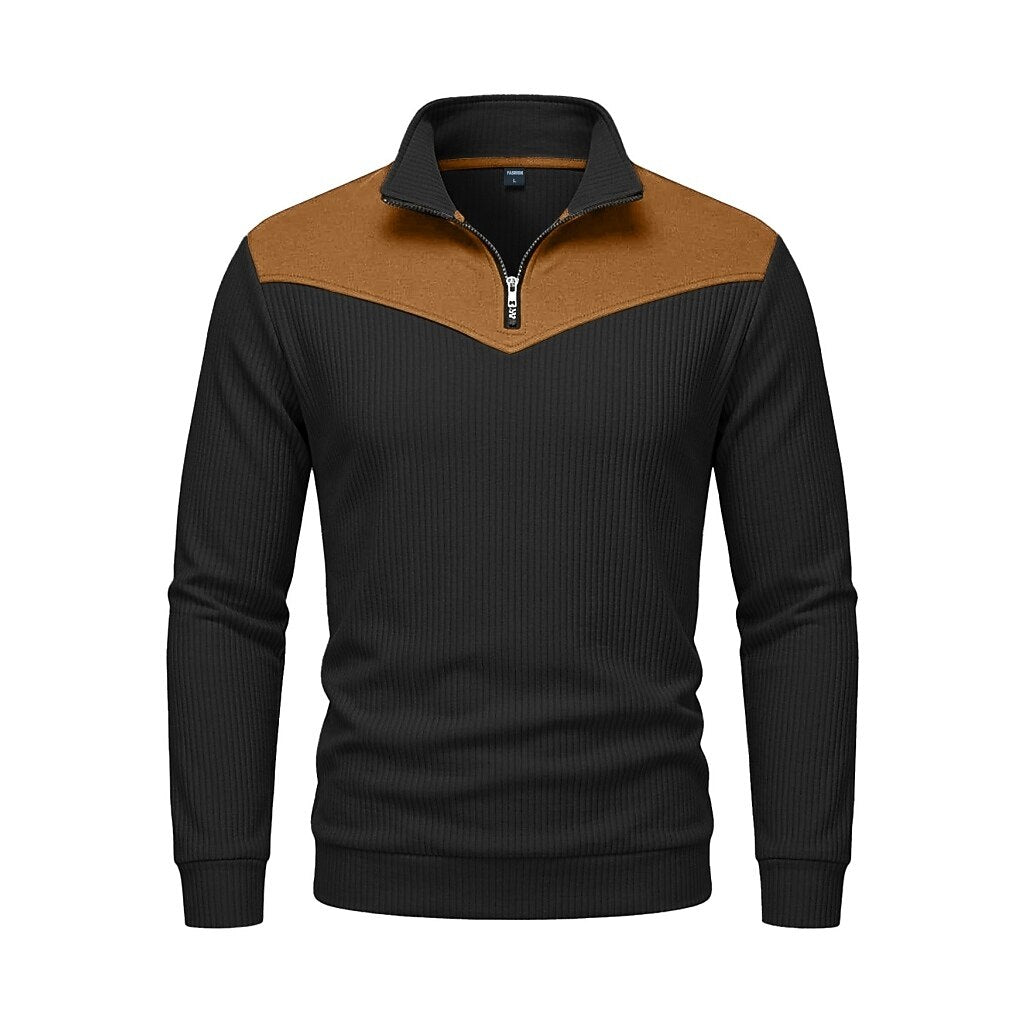 Colorblock Corduroy Quarter Zip Sweatshirt